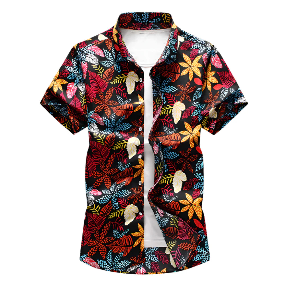 Gintaras | Tropical Floral Print Hawaiian Shirt – Bold Summer Style for Men