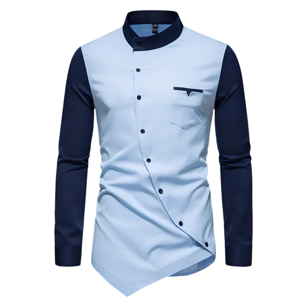 Istvan | Modern Asymmetric Men's Shirt – Long Sleeve, Trendy Design