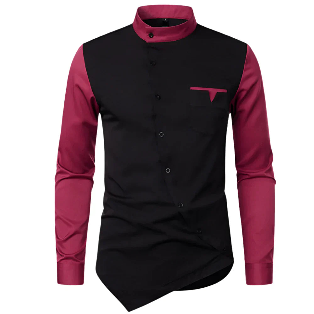 Istvan | Modern Asymmetric Men's Shirt – Long Sleeve, Trendy Design