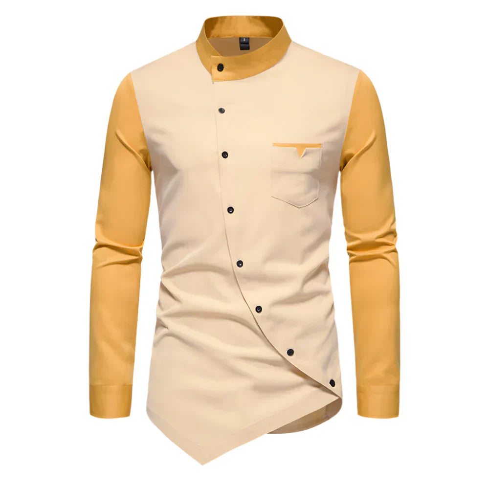 Istvan | Modern Asymmetric Men's Shirt – Long Sleeve, Trendy Design