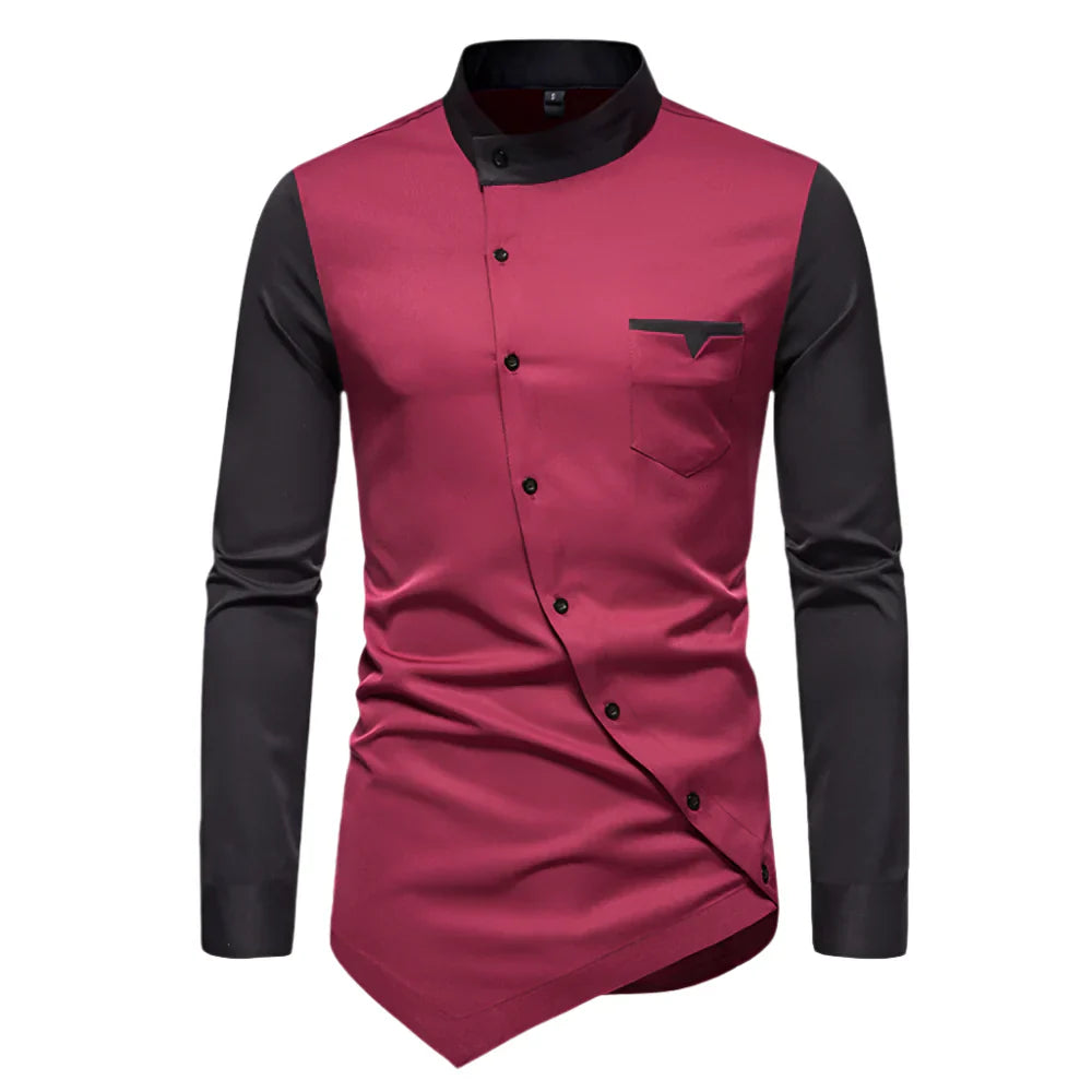 Istvan | Modern Asymmetric Men's Shirt – Long Sleeve, Trendy Design
