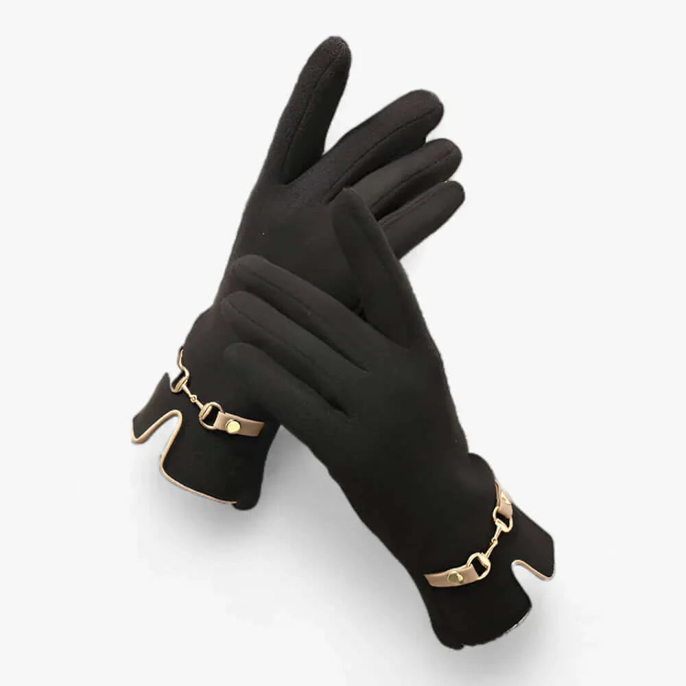 Kerenza - Touchscreen Compatible Plush Gloves with Chic Chain Design