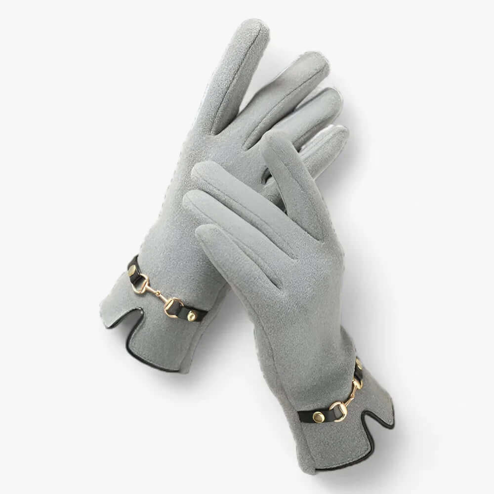 Kerenza - Touchscreen Compatible Plush Gloves with Chic Chain Design