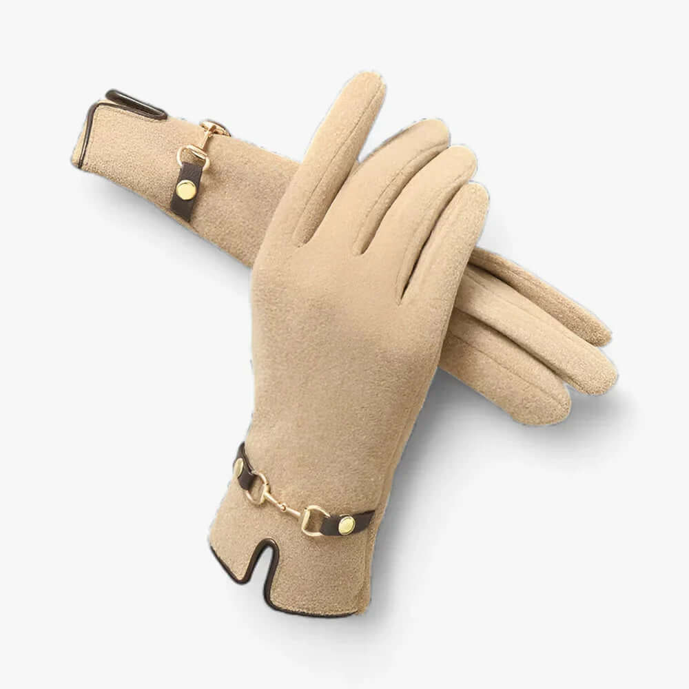 Kerenza - Touchscreen Compatible Plush Gloves with Chic Chain Design