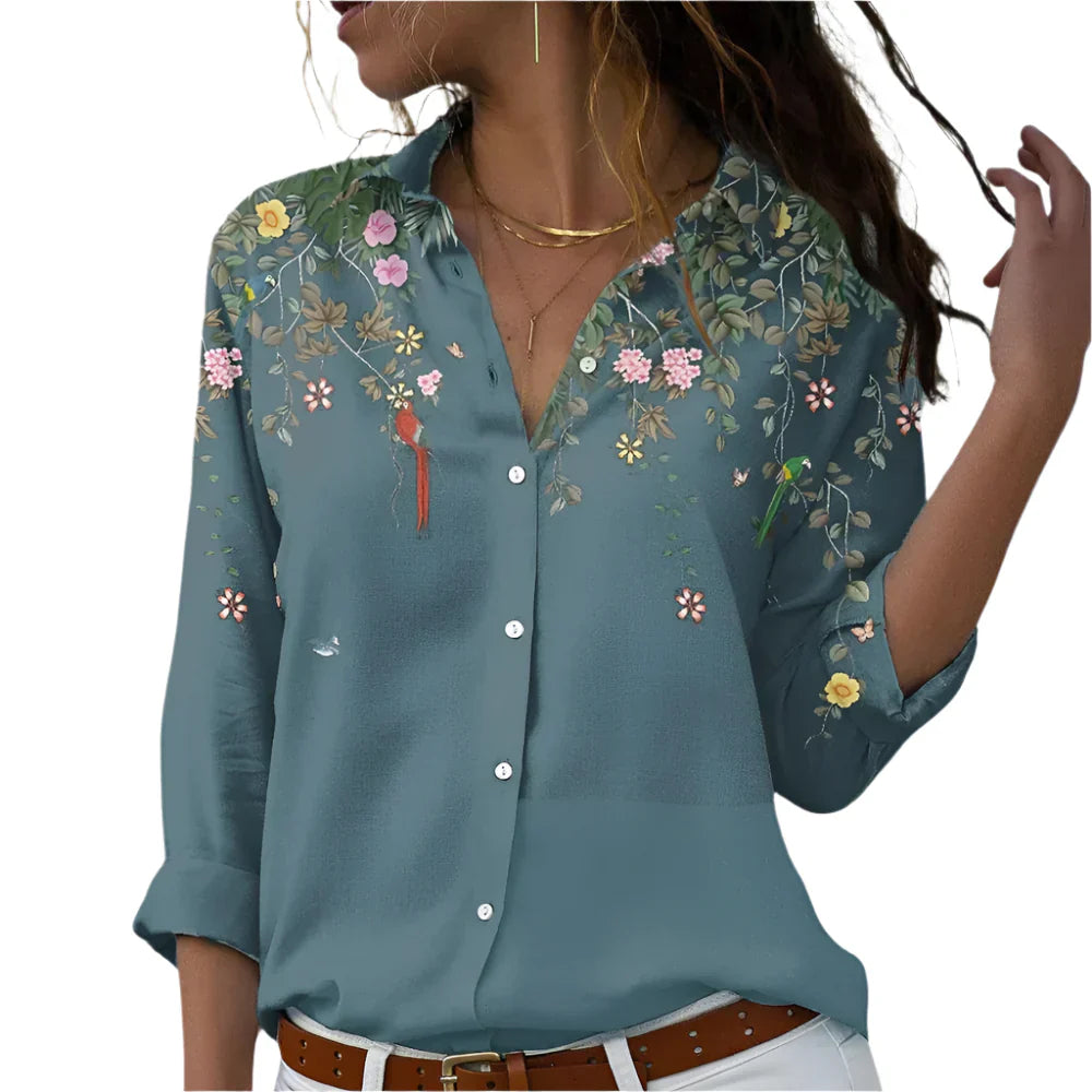 Solveiga – Elegant Floral Blouse for Women | Soft & Versatile Everyday Wear