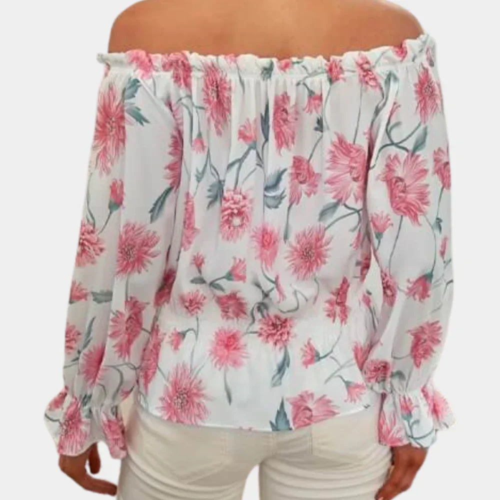 Tatjana – Stylish Floral Blouse for Women | Lightweight, Off-Shoulder with Ruffle Sleeve