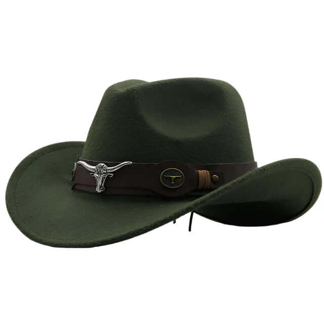 Wolff | Western Felt Hat with Bull Buckle Band – Rugged Charm & Classic Style
