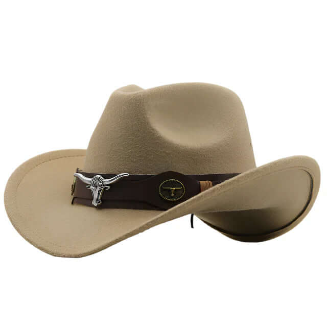 Wolff | Western Felt Hat with Bull Buckle Band – Rugged Charm & Classic Style